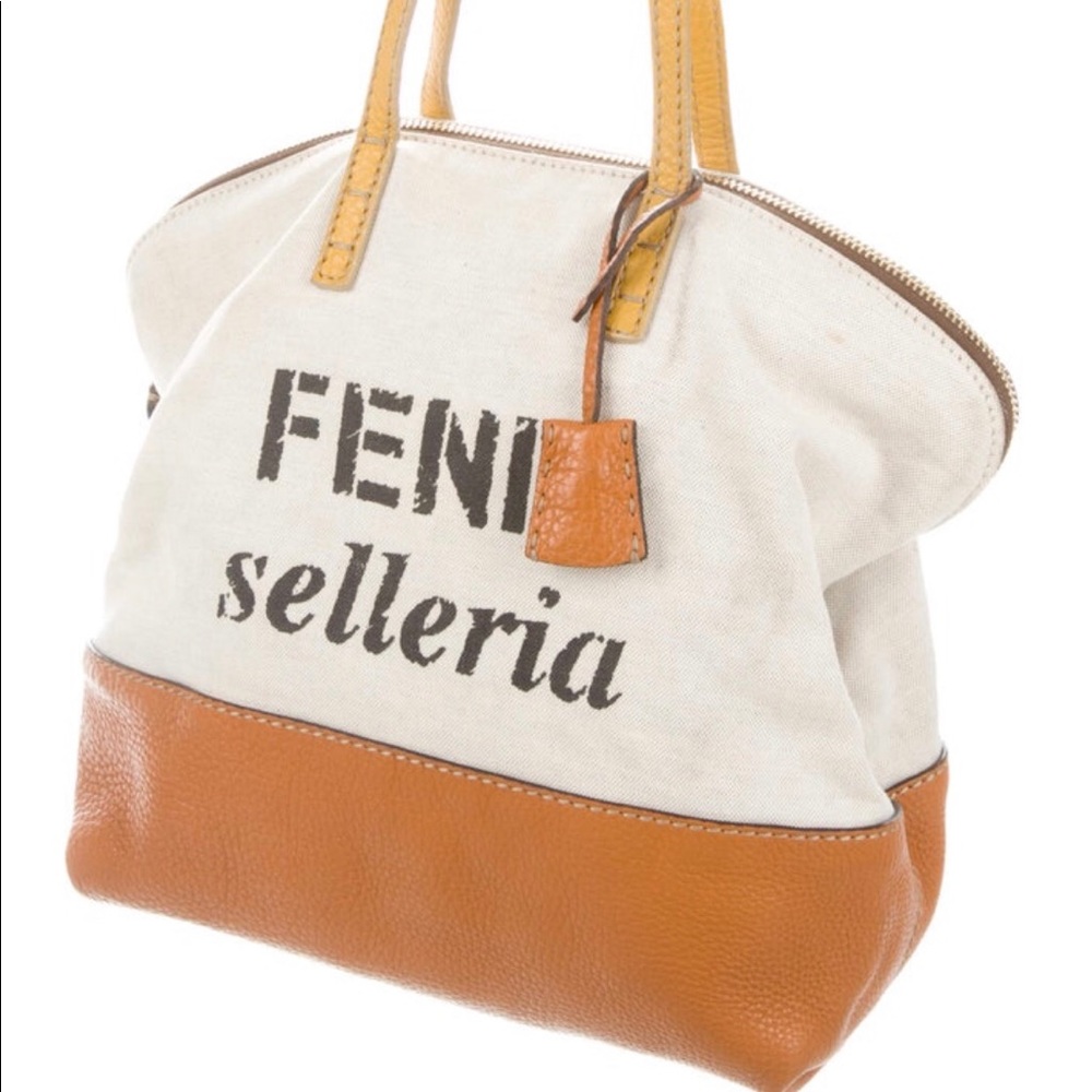 FENDI SELLERIA shoulder bag canvas and leather